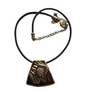 Chico's Bronze Color Enamel Pendant Necklace – Boho Statement Necklace